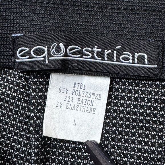 Equestrian Pants Women Large Black White Micro Dot Stretch Pull On Tapered Ankle - Picture 5 of 13